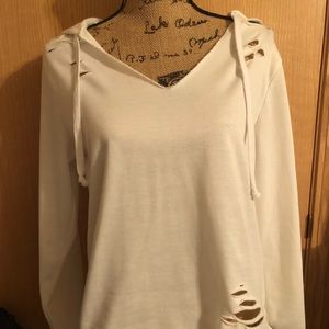 2/14$ White v-neck sweatshirt